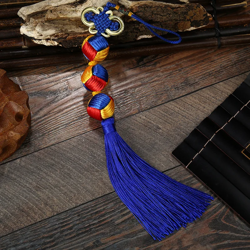 Lyhbsell Handmade Silky Floss Chinese Tassel with Satin Silk Made Chinese Knots for Home and Car Handing Decoration DIY Craft Multiple Colour