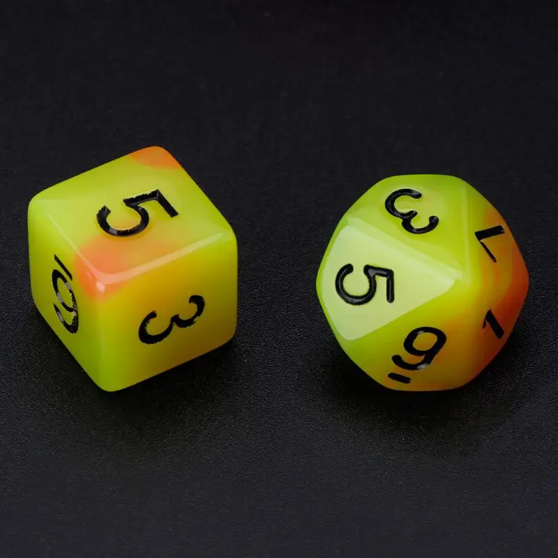 Luminous Polyhedral Sided Dice D4 D6 D8 D10 D12 D20 Set For Dungeons & Dragon D&D RPG Poly Game 7pcs/set