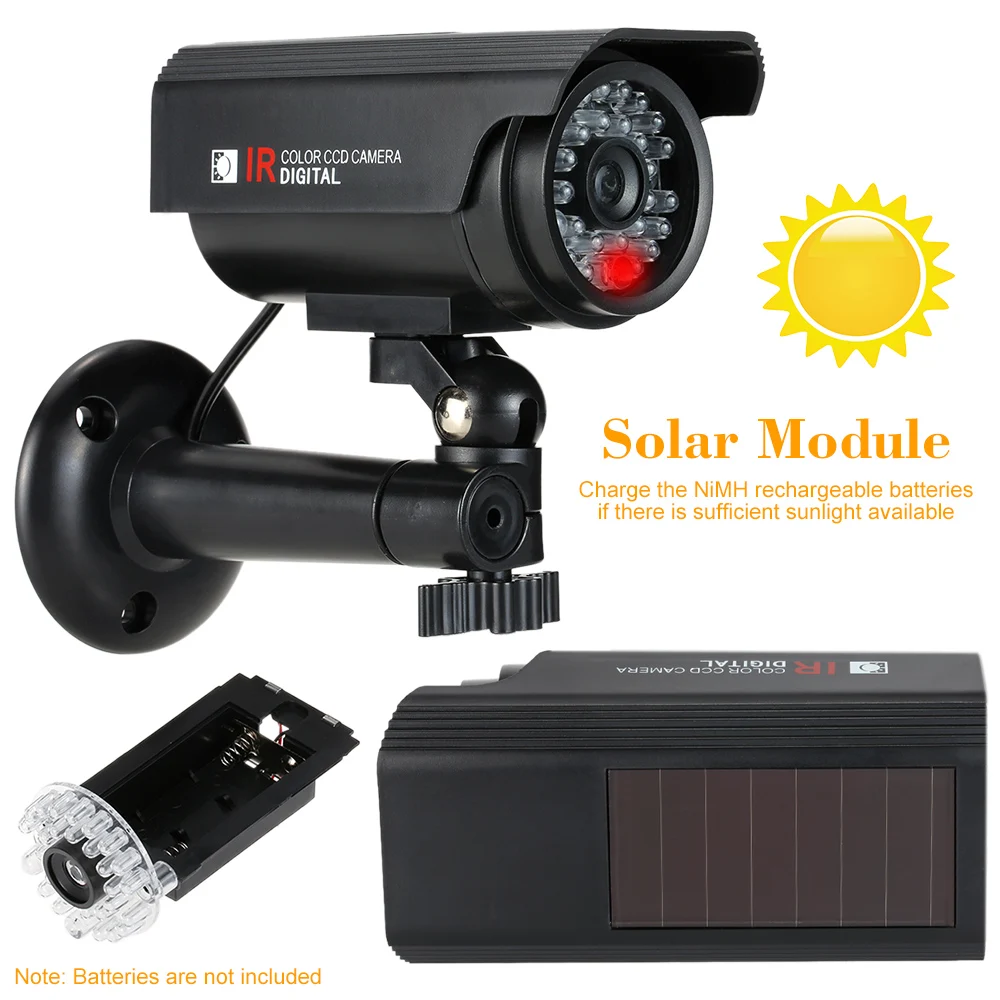 

Simulation Fake Dummy Gun Bullet Camera Rainproof Solar Powered with LED light for House Office Market Security System