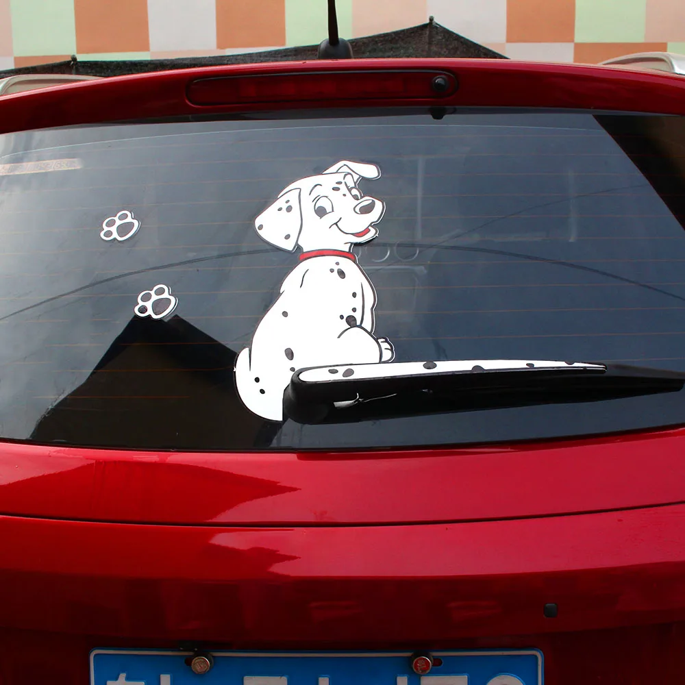 3D Милые стикеры на автомобиль далматинец собака подвижный хвост наклейка s светоотражающий Автомобиль Стайлинг окна наклейки для стеклоочистителей заднего лобового стекла Наклейка