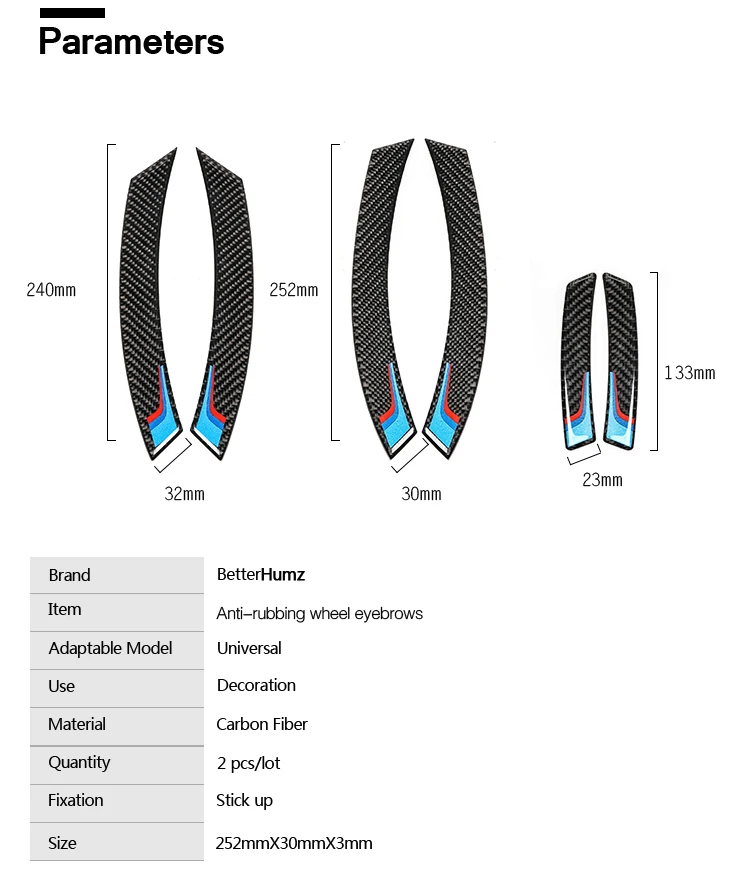 Betterhumz 2 Шт Автомобильные колеса протектор из углеродного волокна боковые наклейки s автомобиля анти-столкновения полоски наклейки для bmw e90 e46 f30 f10 X1 X5