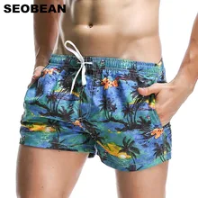 Seobean 2017 sommer stil männer sea strand shorts kokospalme blatt drucken board shorts männer schnell trocknend shorts badehose