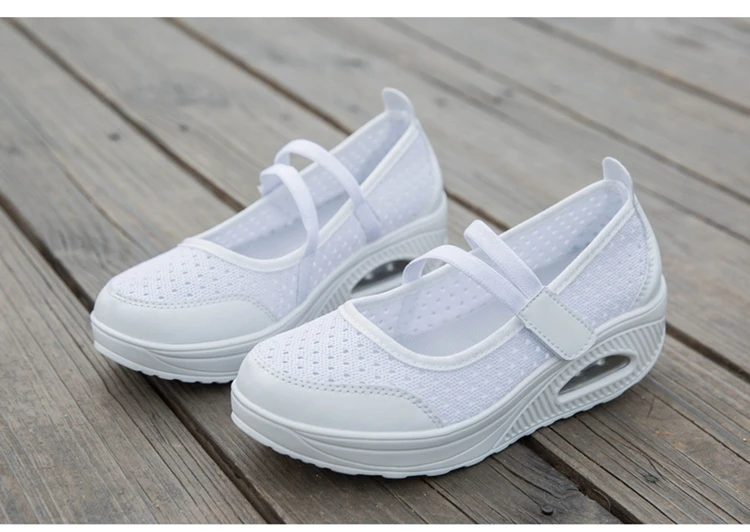 Women Mesh Air Cushion Shake Female Thick Bottom Summer Soft Casual Deodorant Hollow Pharmacy Hospital Nurse Work Shoes