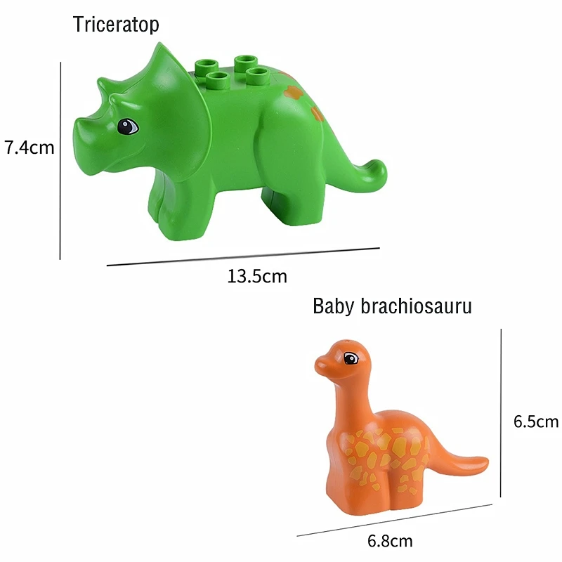 Большие кирпичные блоки, модели животных, строительные блоки, набор аксессуаров, детские развивающие игрушки, совместимы с Duploed и большинством брендов - Цвет: small dinosaur 2PCS