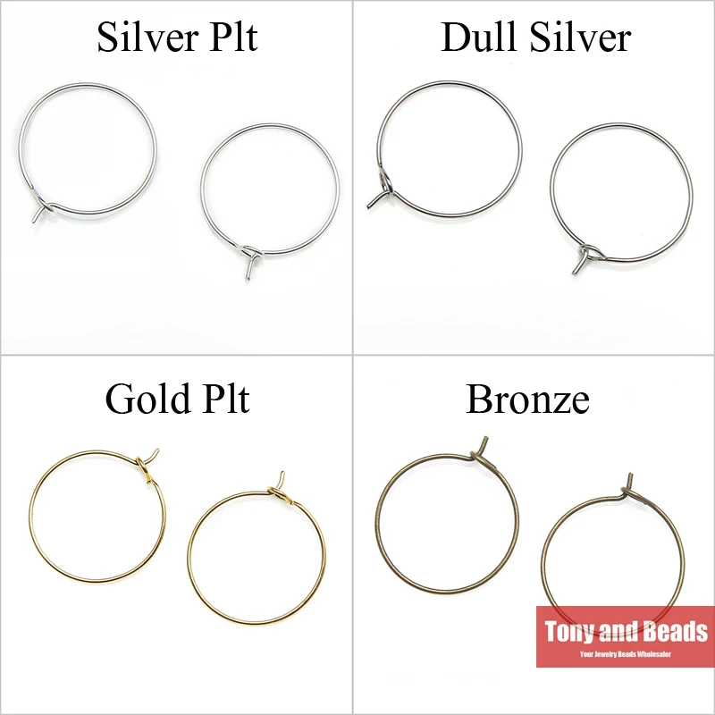 

(50Pcs=1Lot ! ) Large Round Hoop Earring Finding Hook 25MM Gold Dull Silvers Bronze Plated For Jewelry Making EW13