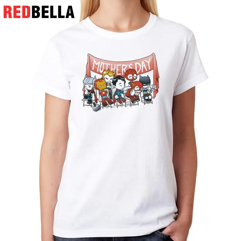 Redbella футболка Femme Marvel Comic Super Hero каваи мультфильм флэш Капитан Америка Косплэй Camisas
