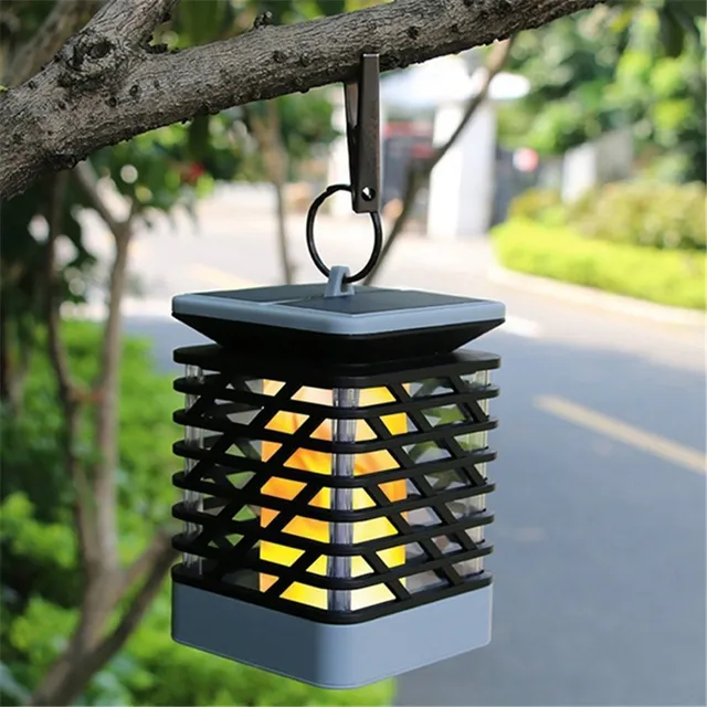 Cheap Smuxi Solar Powered 75 LED Flame Effect Hanging Lantern Light Outdoor Waterproof for Yard Garden Lawn Tree Decor Camping Tent