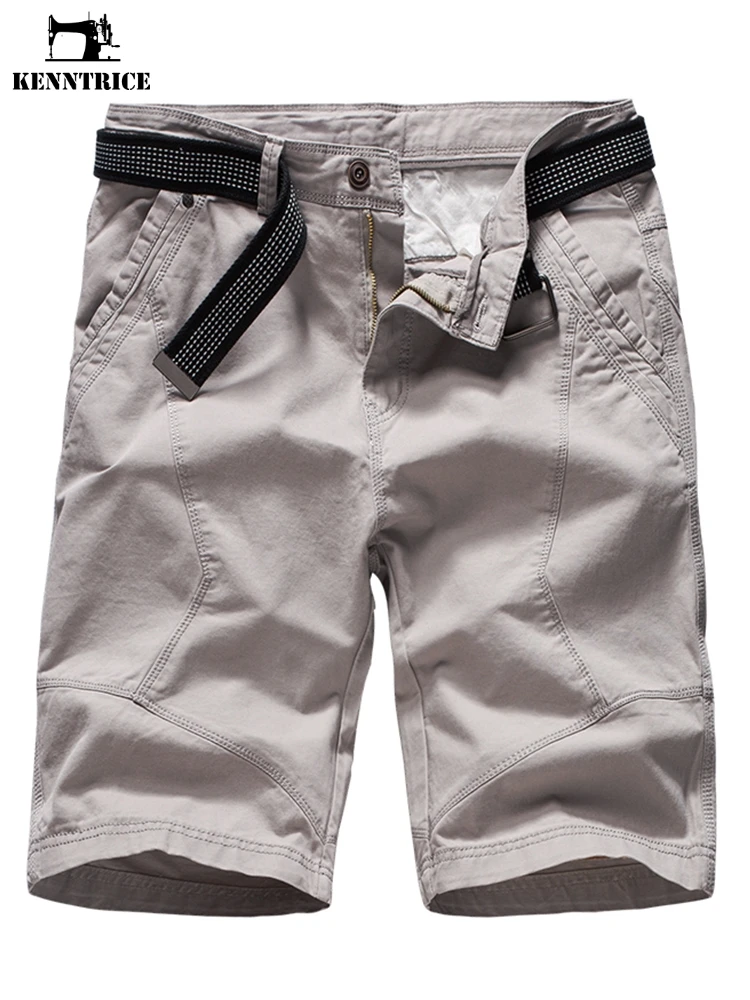 KENNTRICE Лето Новое поступление мужские Шорты Средняя талия сплошной цвет до колена пляжные шорты хлопок дышащий