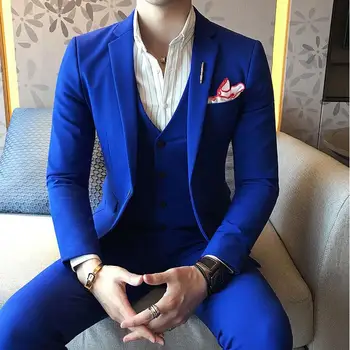 

Royal Blue Mens Suit Solid Color Male Classic Suits Red Prom Suit Black White Slim Fit Business Casual Designs Wedding Tuxedo