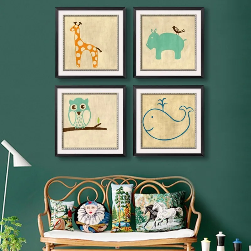 Vintage Cartoon Animals Oil Paintings Owl Canvas Art DIY Posters Pop