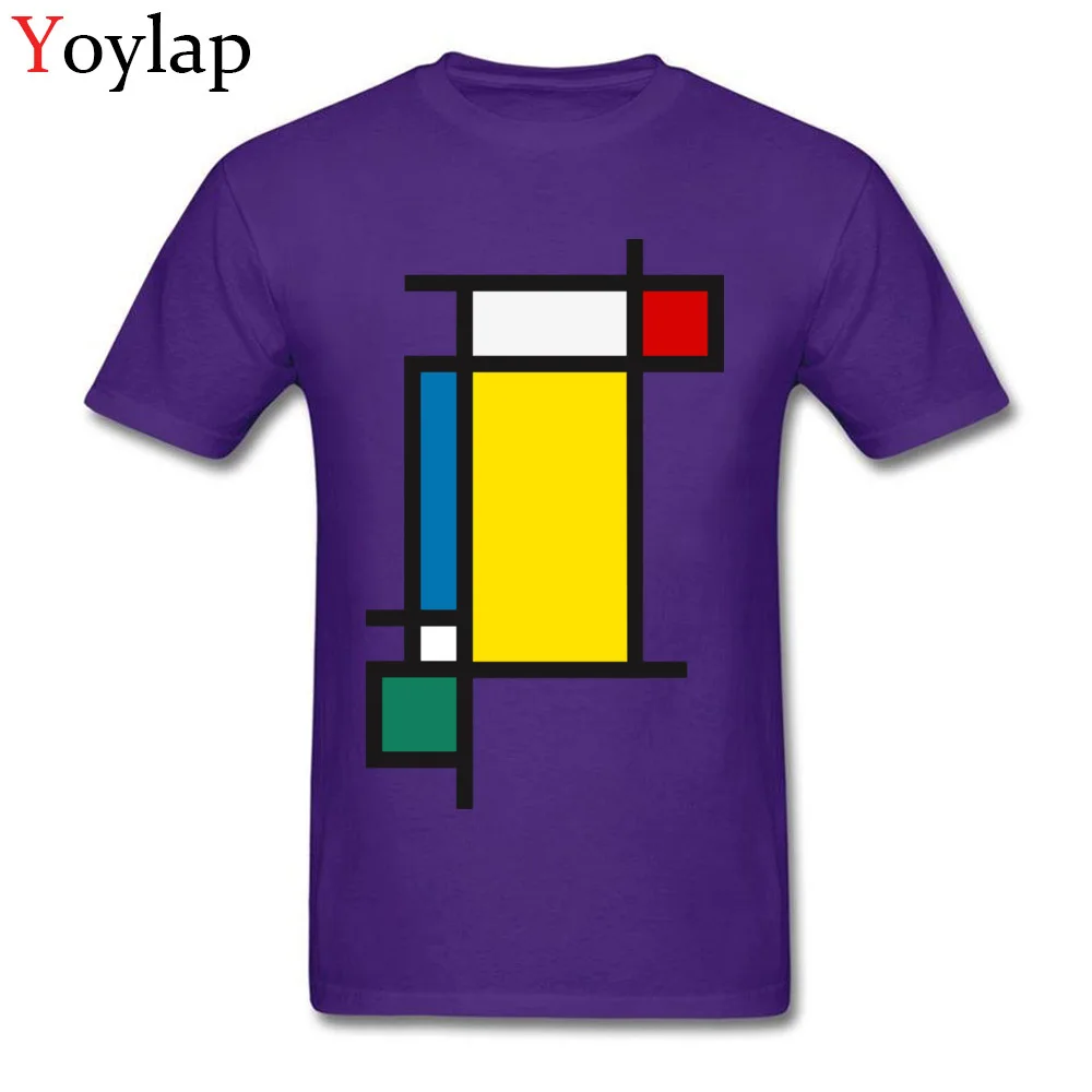 Design Tops Shirt for Students Coupons Autumn Crew Neck 100% Cotton T Shirt Vertical Aesthetic Tribute to Mondrian Casual Tee Shirt purple