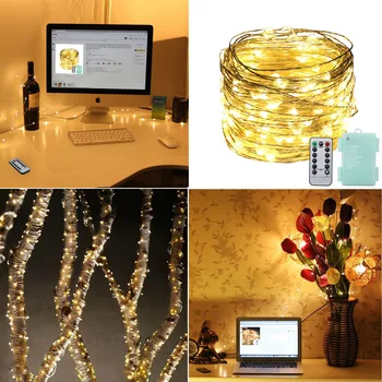 

66FT 20M 200LED 8Modes Silver Wire Battery Operated Led String Light Chrismas Outdoor Fairy Lights Decoration Wedding Garland