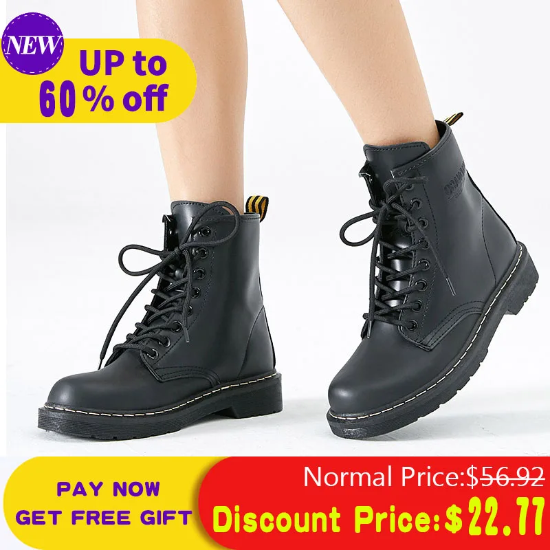 

Liren Big Size 35-43 Ankle Boots Women Boots Warm Winter Boots Female Fashion Women Lace Up Shoes Woman Winter Martin Boots