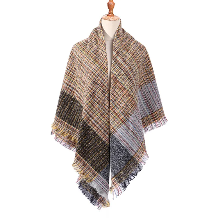 Полосатый Женский шарф, зимние кашемировые шарфы, квадратные шали для женщин, вязаные шарфы, бандана, теплые шарфы - Цвет: F33 Squre scarf
