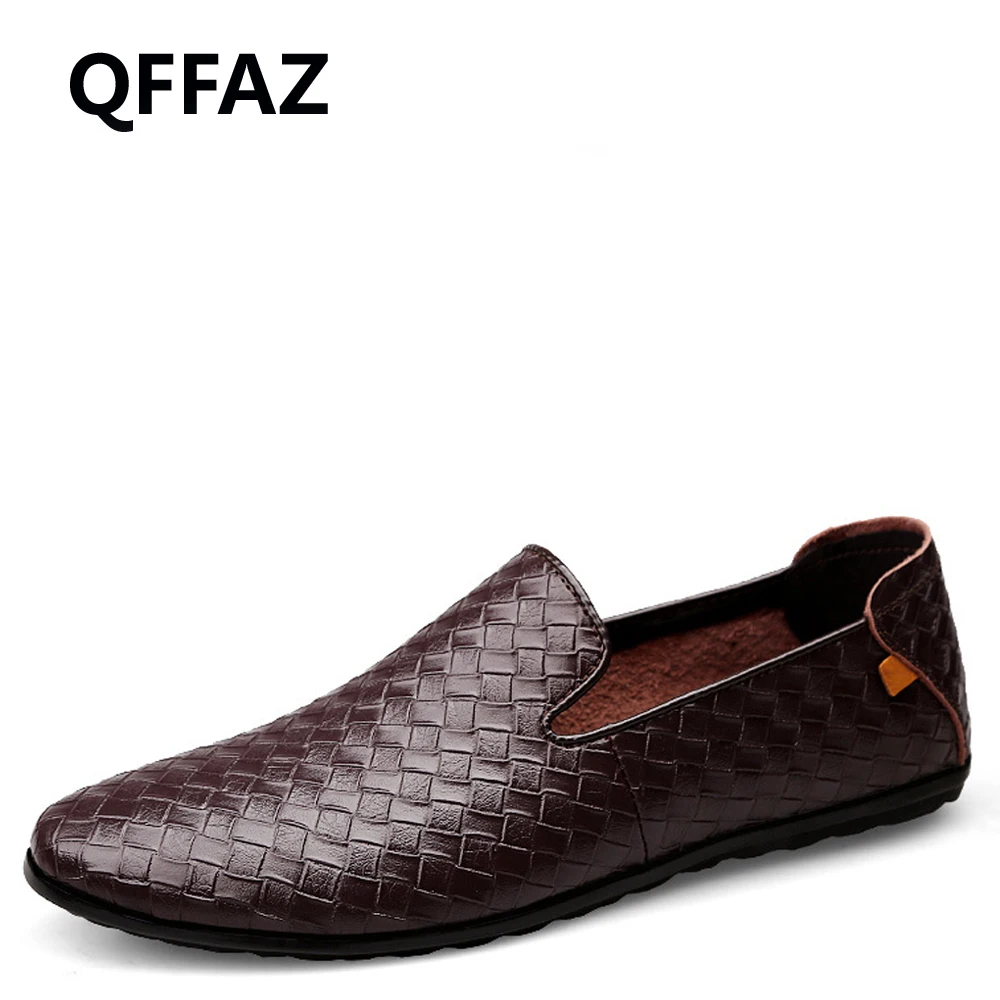 QFFAZ Мужская обувь кожаная оплетка удобные Для мужчин s Мокасины Роскошные весна/осень дышащая мужская обувь zapato de cuero hombre Повседневная