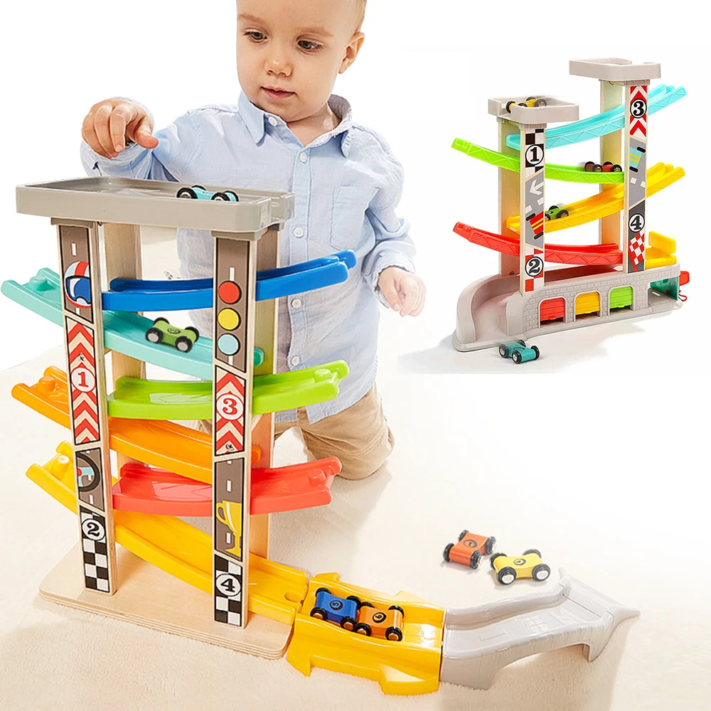 Деревянная гоночная дорожка с мини-инерционными автомобилями, скользящая игрушка, Детская рампа, Гоночная машина, игрушка для раннего развития, автомобиль/поезд, игровой набор, детские игрушки