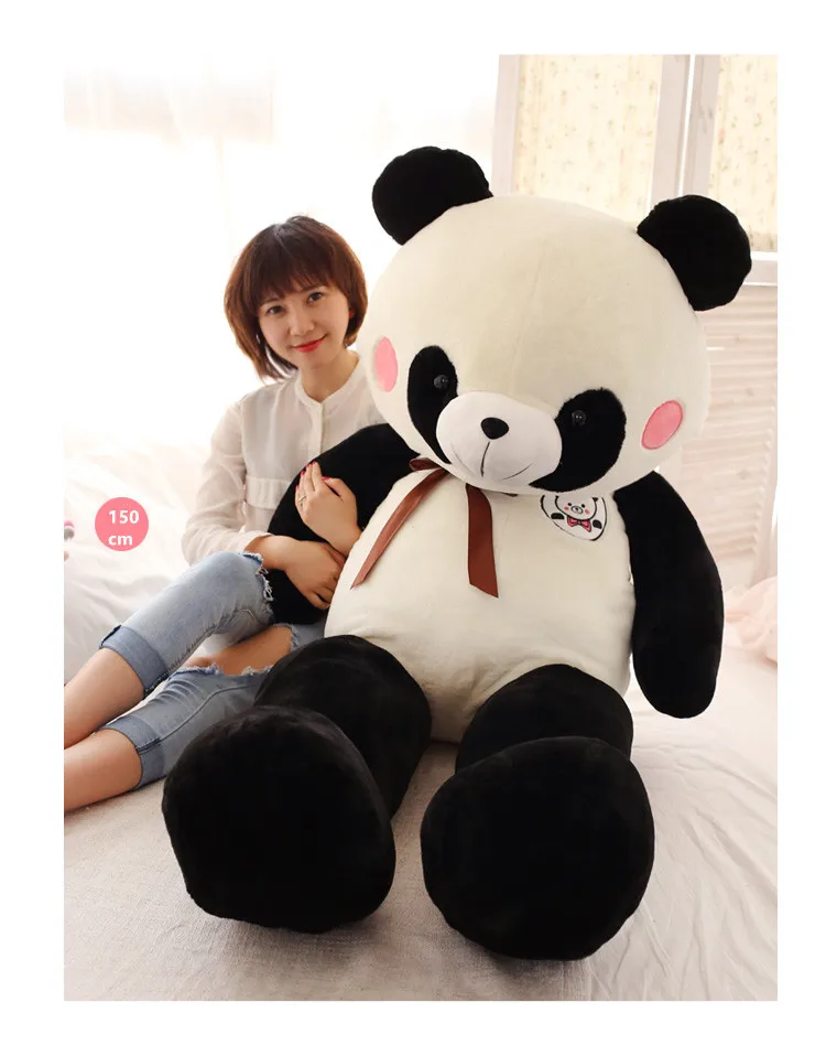 Dorimytrader Jumbo Cartoon Panda Plush Toy Giant Stuffed Soft Animal Panda Pillow Bear Doll for Girl Gift Decoration 59inch 150cm DY50686 (8)