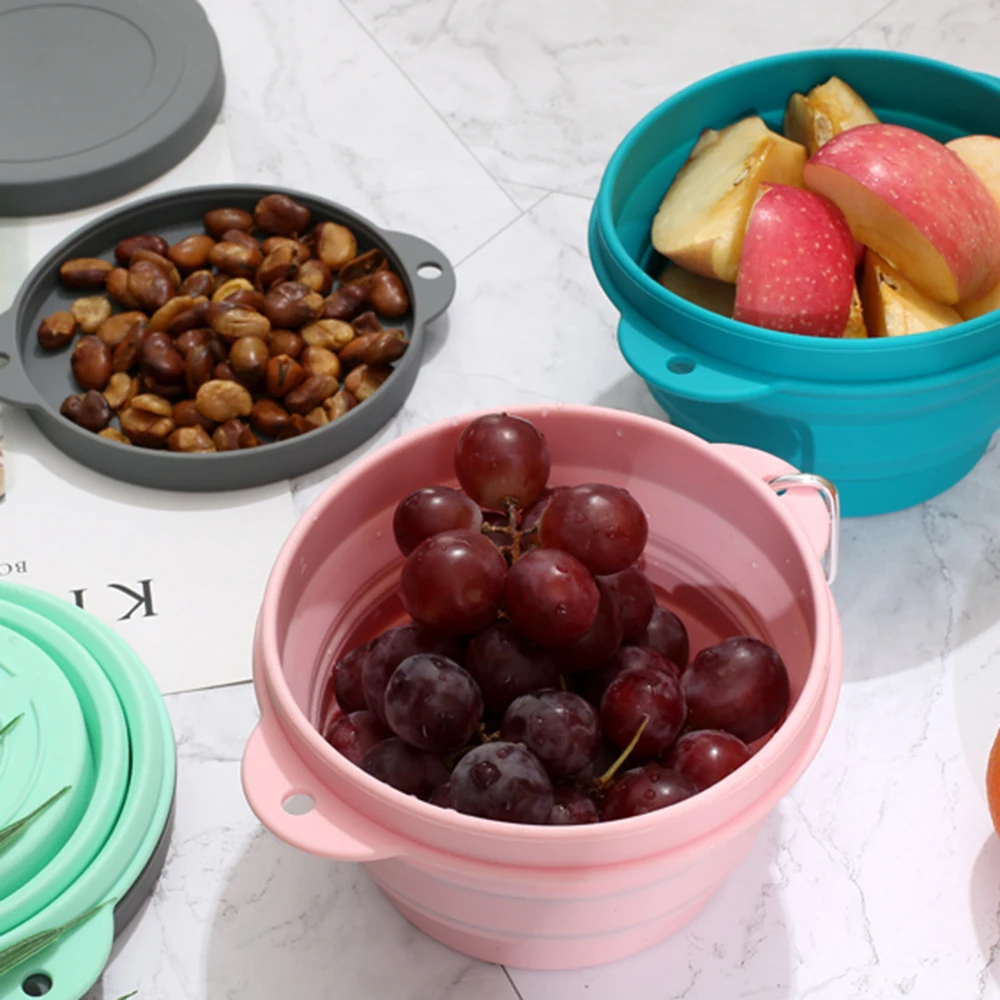 Портативная силиконовая складная миска, походная посуда, покрытая ...