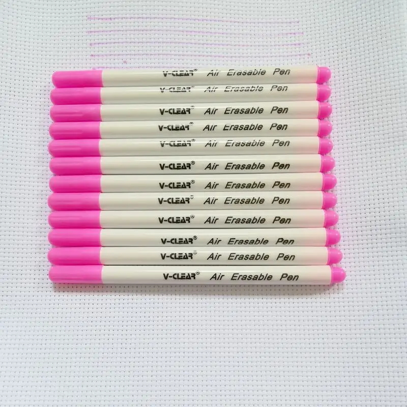 VCLEAR 공기 지울 수 있는 마킹 펜, 핑크 색상, 섬유 마커, 의류 차코 에이스 펜, 자동 사라지는 마커 펜, 보이지 않는 펜, 12 개