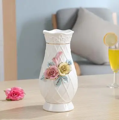 Белая керамическая ваза в европейском стиле, креативные простые современные цветы для гостиной, настольные сушеные цветы, свадебные украшения для дома - Цвет: Small style B