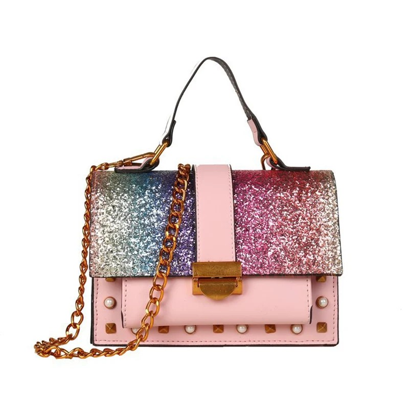 Women Handbag Fashion Sequin Female Exquisite Shoulder Bags Rainbow Rivet Crossbody Bag Messenger Bags Bolsos Mujer Tote SS7164 (3)