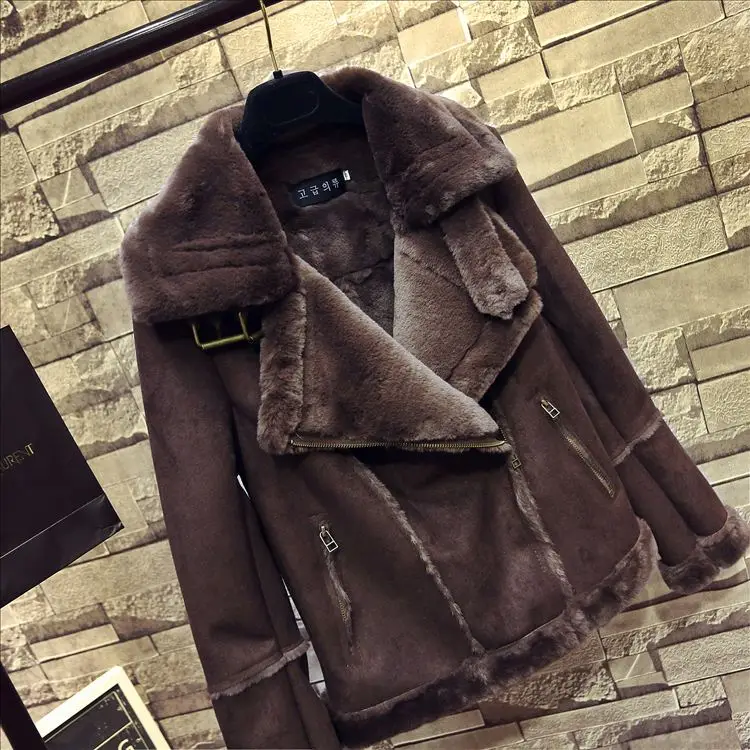 Зимние женские пальто из искусственной замши, кожаные куртки, толстые теплые короткие пальто из овчины, пальто из искусственной овечьей шерсти, S-XL H175
