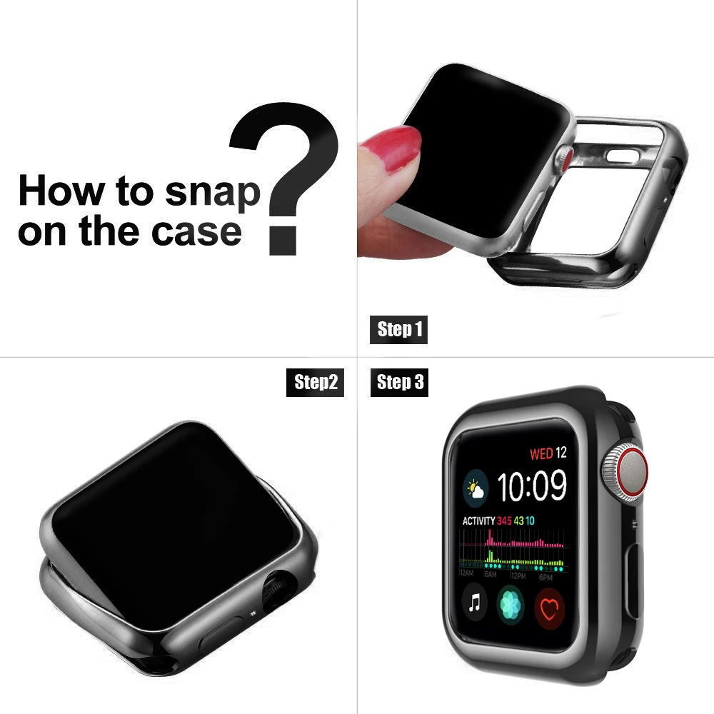 Soft TPU Silicone Apple Watch Case For Apple Watch4 Fully Surrounded Watch Case For Iwatch 4 Series 44/40mm