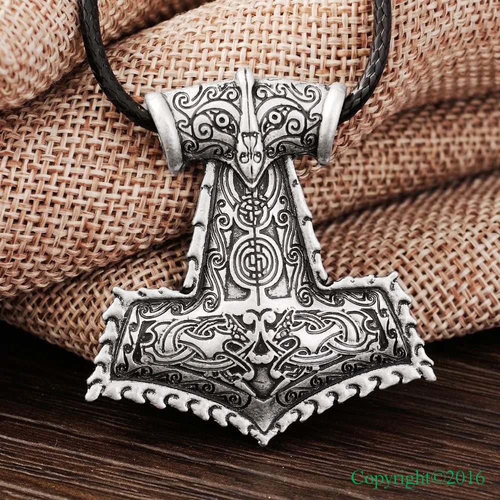 1pcs Amulet Pendant Necklace Vikings Raven Thor S Hammer Pendant