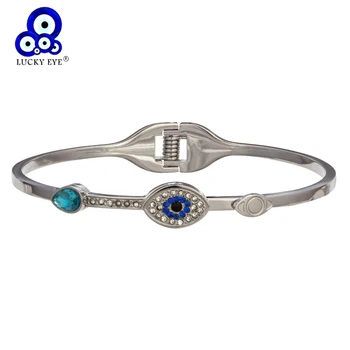 

Lucky Eye Titanium Steel Evil Eye Bangle Bracelet Gold Silver Color Micro Pave Zircon Bangle Luxury Jewelry For Women EY5159