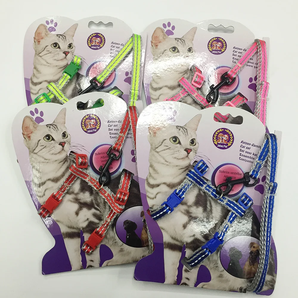 

1200pcs/lot Reflective Dog Cat Collar Nylon Night Safe Collars Padded Metal Adjustable Buckle pet Harness For Small Medium Cats