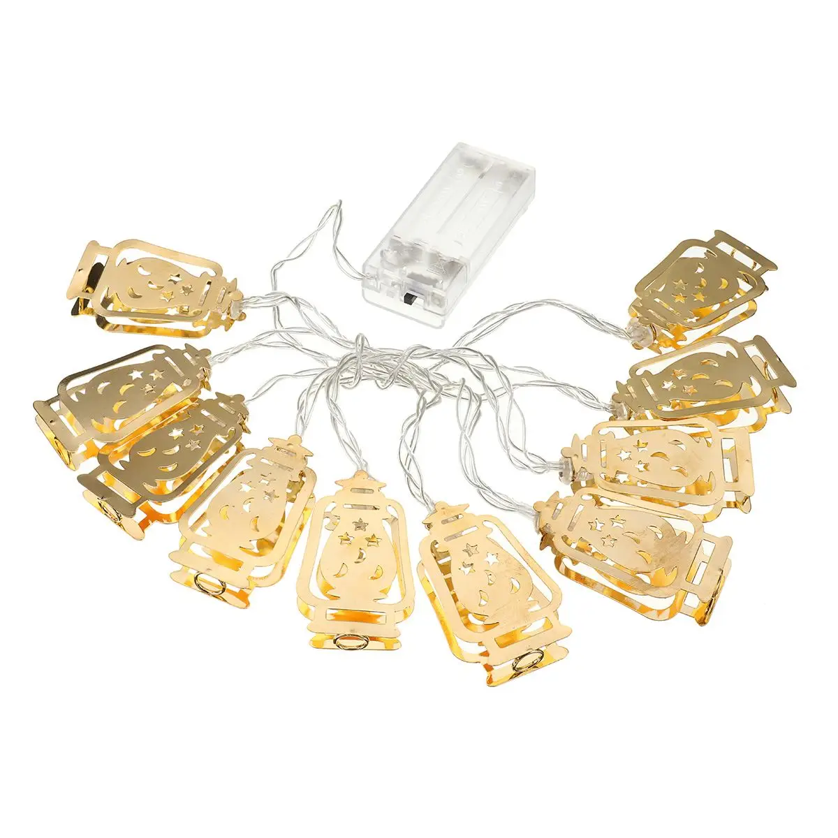 LED Lantern Decoration Battery Operated Golden Fanoos String Fairy Holiday Light for Party Home Islamic Eid Ramadan Decor