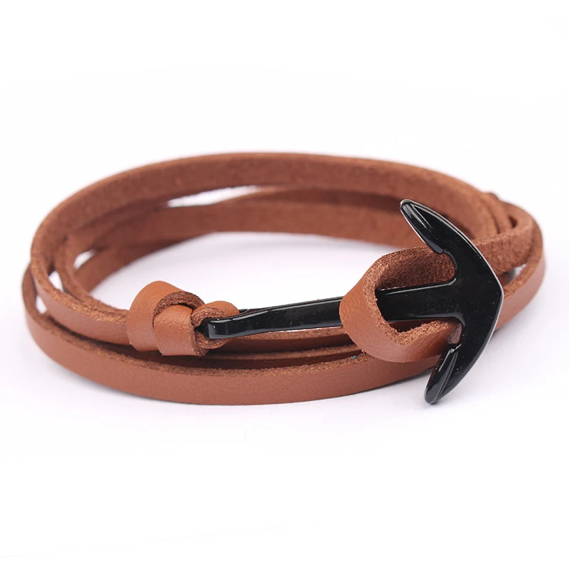 NIUYITID Leather Bracelet Men Jewelry Fashion Anchor Bracelet & Bangle Female Women Braclet pulseira de couro masculina (1)
