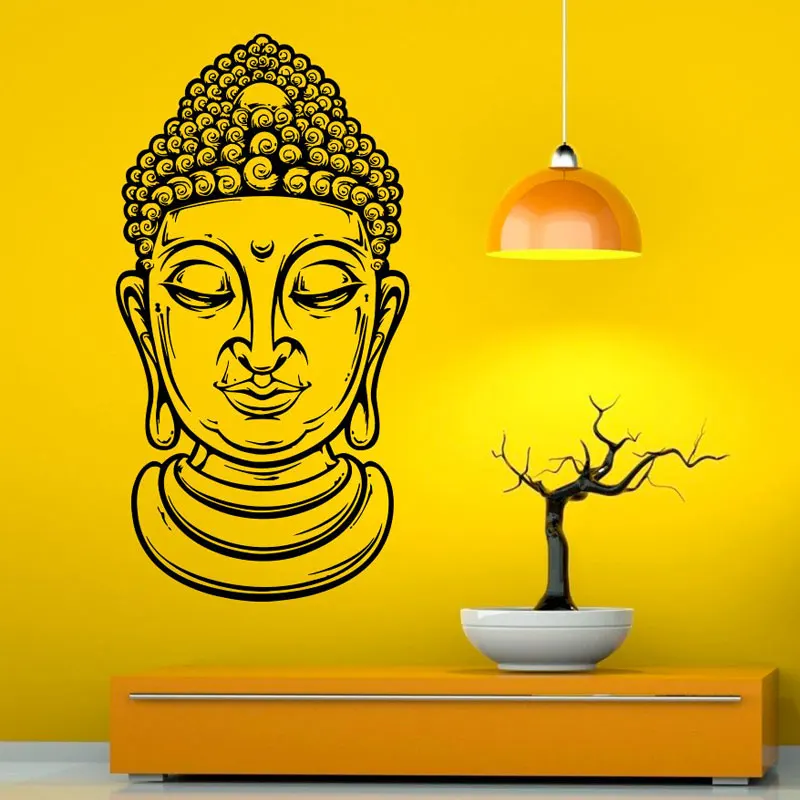 Buddha Head Wall Vinyl Decal Sticker Buddha Face Close Up Art Design