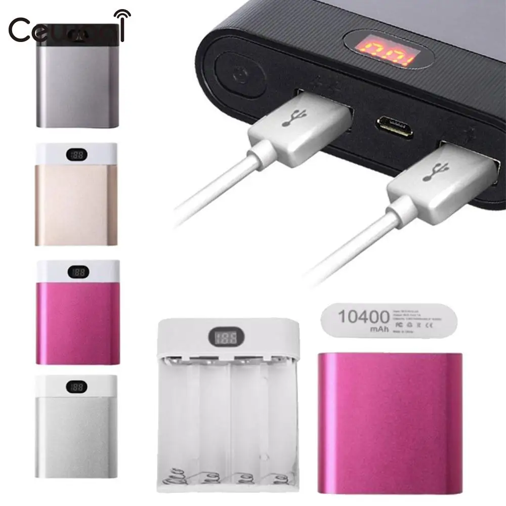 

Cewaal Universal aluminum alloy DIY Battery Charger Box 18650 x 4Pcs battery with LED diaplay Micro USB For mobile phone charger