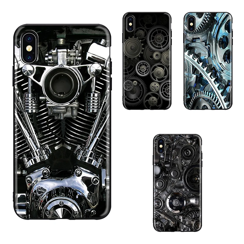 Техника металла в стиле панк Gearwheel мягкий чехол для телефона из ТПУ iPhone X XS XR Max 5 5S SE