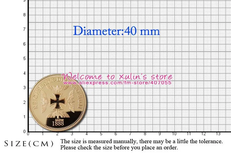 XDC0021 5 шт. тонкий золотой плакированный Германия Aachen 1888 Сувенирная монета характеристика полый железный крест Золотая монета