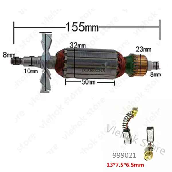 Замена для HITACHI F20 F-20 F 20 F20A двигатель портативный рубанок двигатель электроинструмент аксессуары части арматуры ротора статора поле - Цвет: Rotor  Brushes