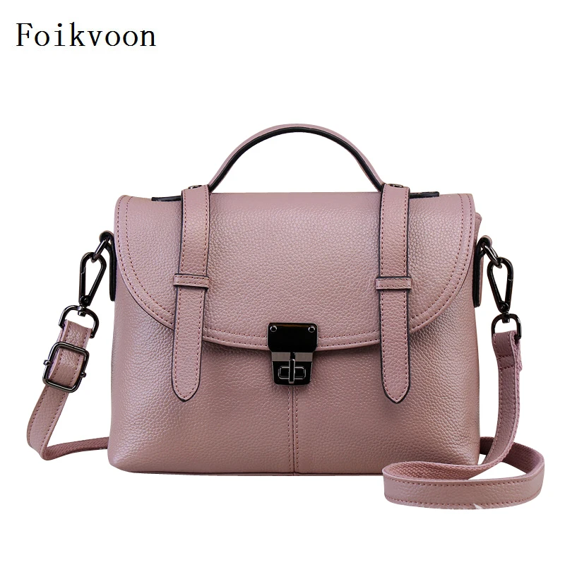 

Foikvoon Female Handbag Women Split Leather Fashion Woman Shoulder Bags Popular Temperament Female Crossbody Bags