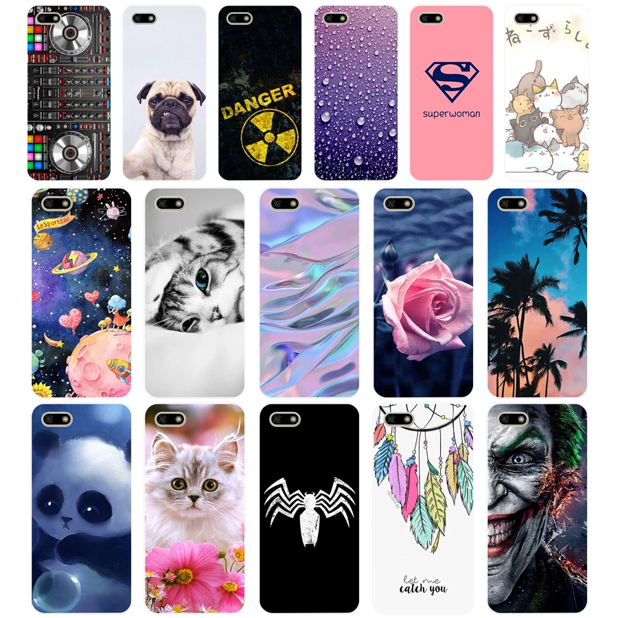 

W Silicone case For 5.45" inch Huawei Y5 2018 PRIME case Soft back cover Phone Case for on Huawei Y5 2018 case Coque bumper bags