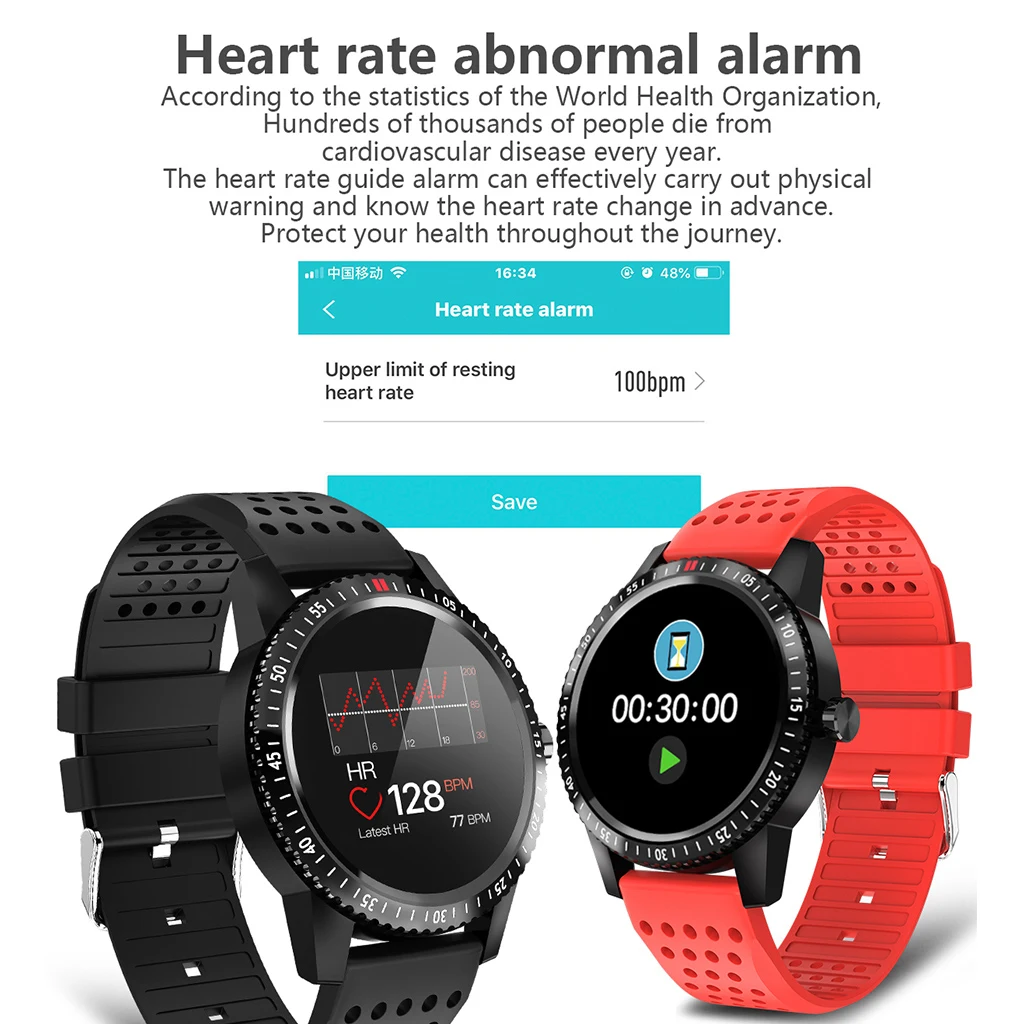 T1 Smartwatch IP67 Waterproof Wearable Device Heart Rate Monitor Color Display Smart Watch For Android IOS 30 Days Standby