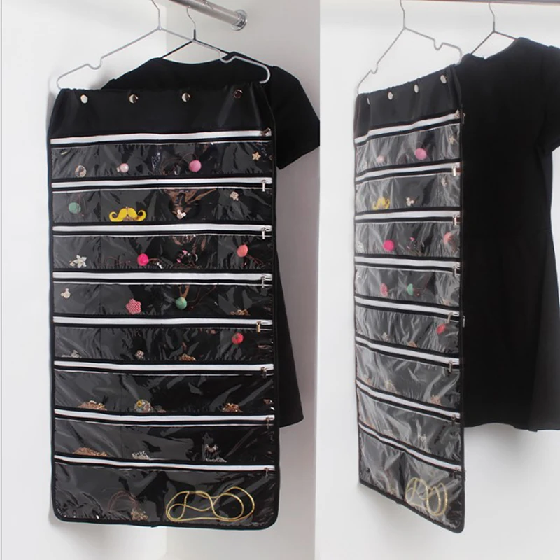 Oxford cloth double zipper jewelry Makeup organizer storage hanging bag