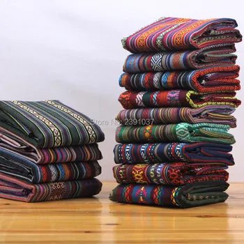 

National wind Ethnic Stripe Fabric Curtain Decoration Blended Fabric Popular Folk Style Cloth Sofa Cover Pillow Hotel Bar Cloth