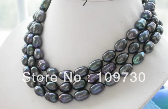 Ювелирные изделия 0012480 5" 13 мм райс черный Пресноводные культивированный жемчуг ожерелье