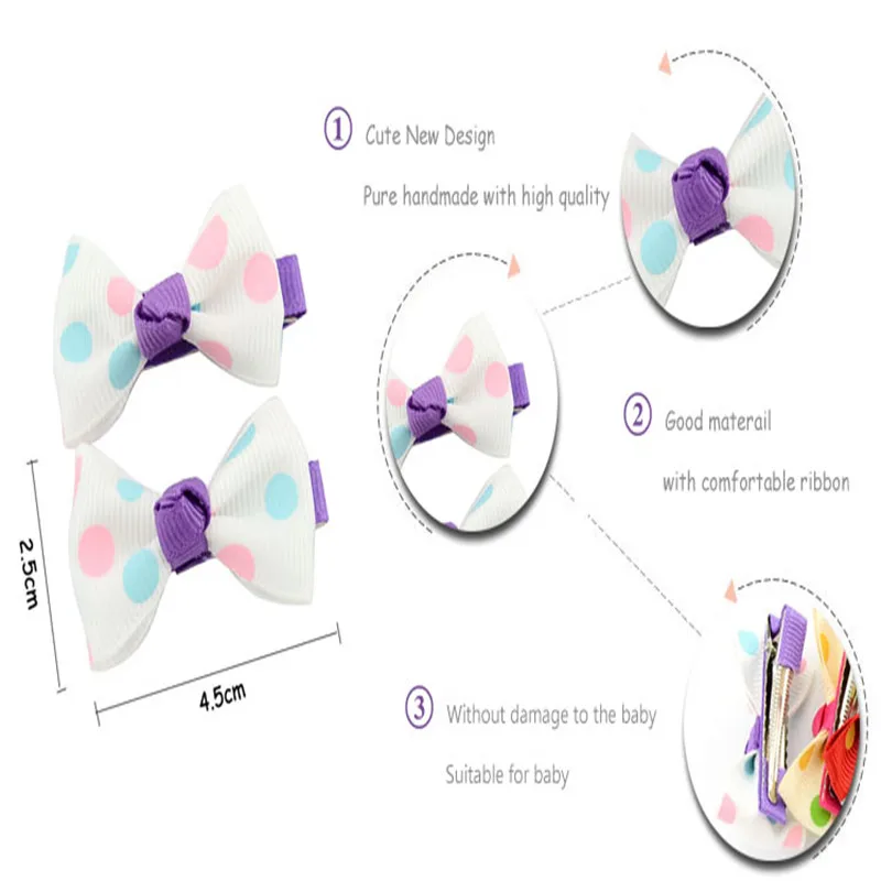 12Pcslot Colorful Dots Ribbon Bow Hair Clip Floral Candy Hairpin Wave point Circular point Barrettes Bows Hair Accessories Headwear (2)