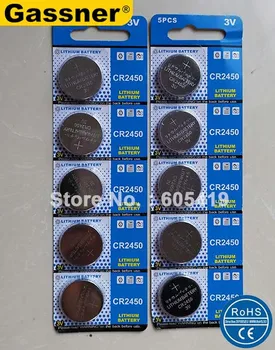 

5000pcs /Lot CR2450 button cell coin battery 2450 ECR2450 KCR2450 5029LC LM2450 3V lithium button cell batteries 5/Pack
