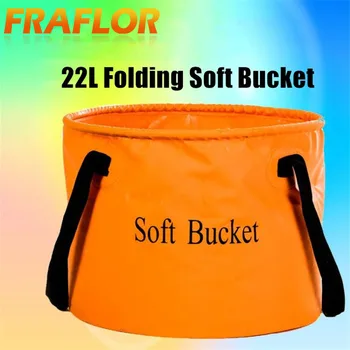 

Fraflor Outdoor Canvas Bucket Folding Soft Bucket Portable Camping Hiking Fishing Bucket Fishing Tackle Tools Water Container