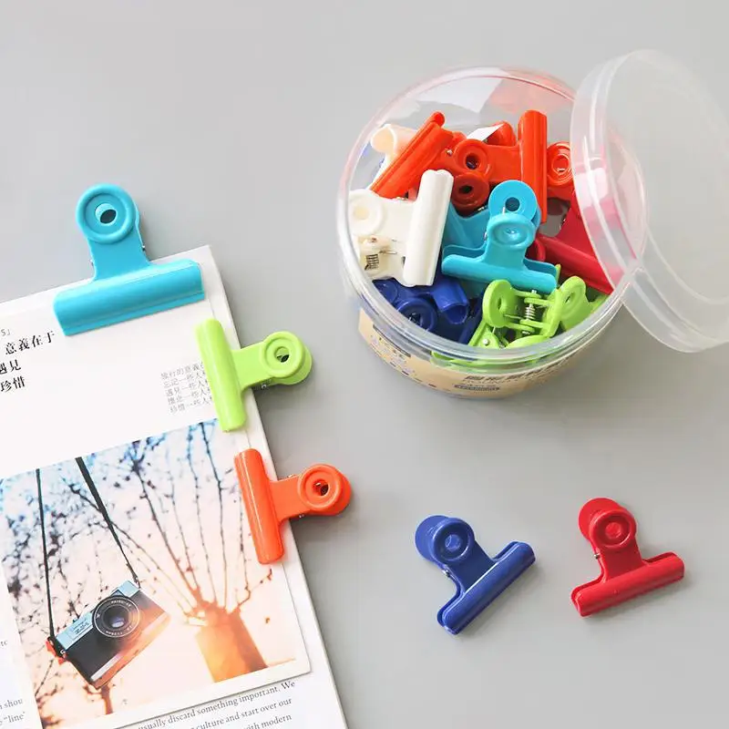 24pcs/12pcs/box Simple Color Clamp Plastic Paperclips Photo Test Paper Folder Seal Swallowtail Binder Clip Office Accessories | Канцтовары