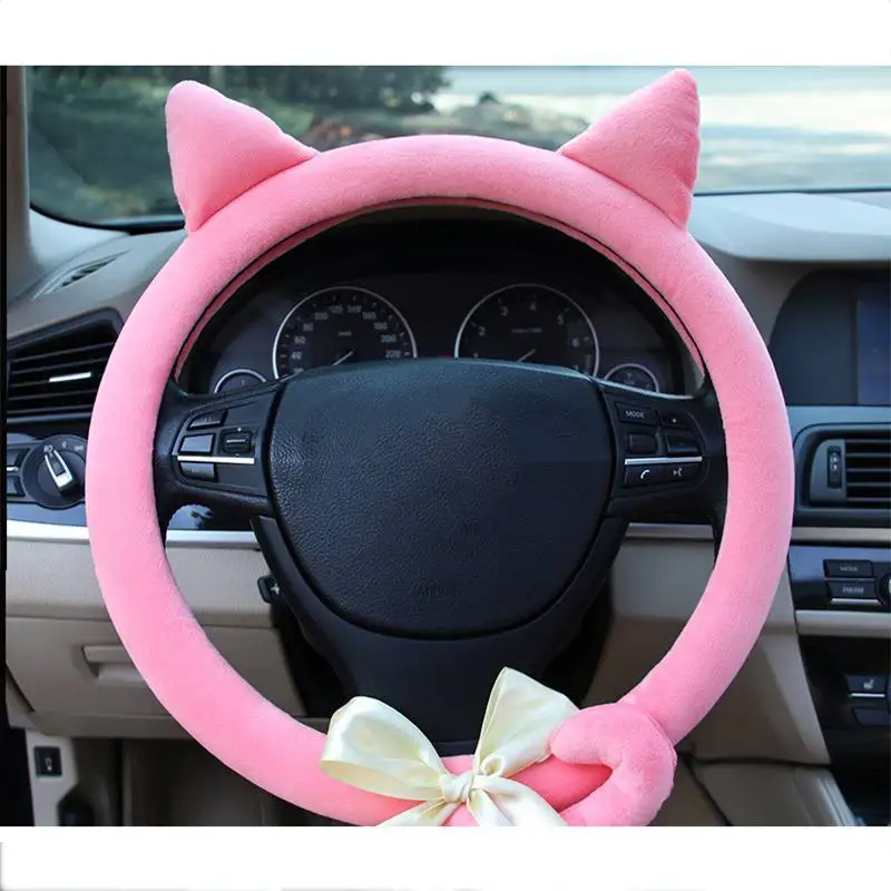 

New Car Cartoon Steering Wheel Cover Cat Personality Non-Slip Winter Warm Handlebar Cover Lovely Modelling Eye-catching