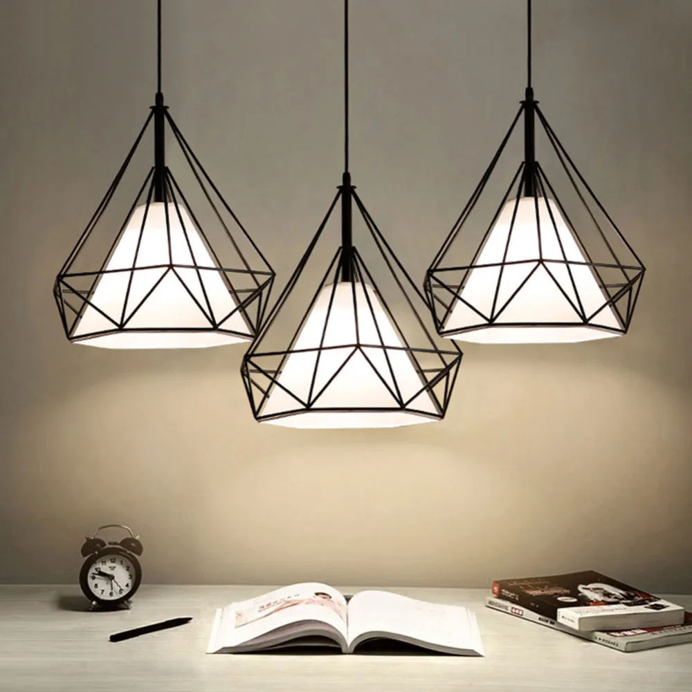 Modern Pendant Light Black Iron Hanging Cage Vintage Led Lamp E27 Industrial Loft Retro Dining Room Restaurant Bar Counter