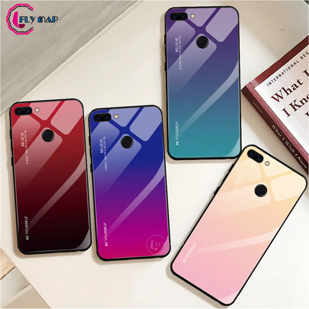 

Gradient Aurora Case for Huawei P Smart 2019 FIG-LX1 FIG-LA1 Tempered Glass Back Case PSmart 2019 POT-LX3 POT-LX1 Colorful Cover